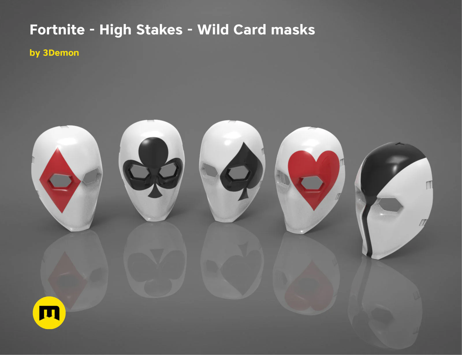 Fortnite - High Stakes - Wild Card masks bundle 3D print model - Image 2